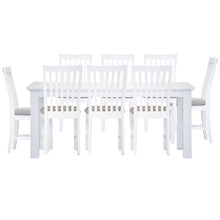 Load image into Gallery viewer, Laelia 9pc Dining Set 220cm Table 8 Chair Acacia Wood Coastal Furniture - White
