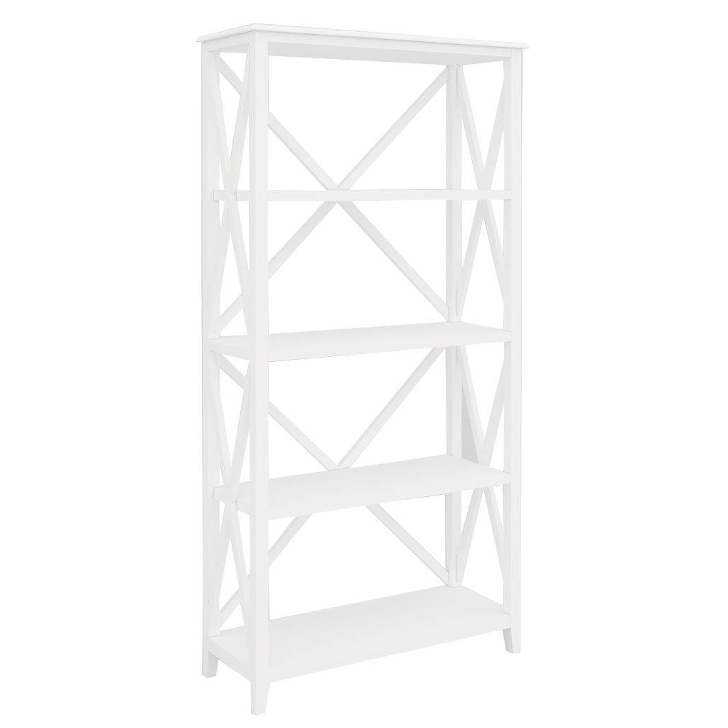 Daisy Bookshelf Bookcase 4 Tier Solid Acacia Wood Hampton - White