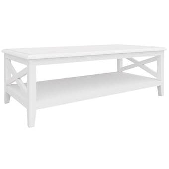 Daisy Rectangular Solid White Coffee Table 120cm Wood Hamptons Style