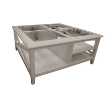Load image into Gallery viewer, White Daisy Coffee Table 100cm Glass Top Wood Hamptons Style
