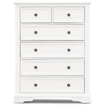 Load image into Gallery viewer, Celosia Tallboy 6 Chest of Drawers Solid Acacia Wood Bed Storage Cabinet - White
