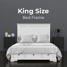 Load image into Gallery viewer, Celosia 5pc King Bed Frame Bedroom Suite Bedside Dresser Mirror Package - White
