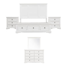 Load image into Gallery viewer, Celosia 5pc Queen Bed Frame Bedroom Suite Bedside Dresser Mirror Package - White

