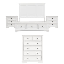 Load image into Gallery viewer, Celosia 4pc Queen Bed Frame Bedroom Suite Timber Bedside Tallboy Package - White
