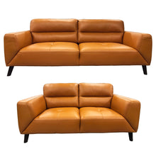 Load image into Gallery viewer, Downy  Genuine Leather Sofa Set 3 + 2 Seater Upholstered Lounge Couch Tangerine

