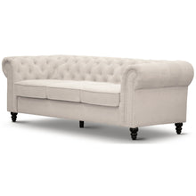 Load image into Gallery viewer, Mellowly 3 Seater Sofa Fabric Uplholstered Chesterfield Lounge Couch - Beige
