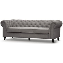 Load image into Gallery viewer, Mellowly 3 Seater Sofa Fabric Uplholstered Chesterfield Lounge Couch - Grey
