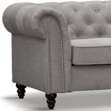 Load image into Gallery viewer, Mellowly 3 Seater Sofa Fabric Uplholstered Chesterfield Lounge Couch - Grey
