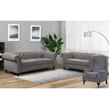 Load image into Gallery viewer, Mellowly Wing Back Chair Sofa Chesterfield Armchair Fabric Uplholstered - Grey
