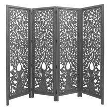 Load image into Gallery viewer, Life Dig 4 Panel Room Divider Screen Privacy Shoji Timber Wood Stand - Dark Grey
