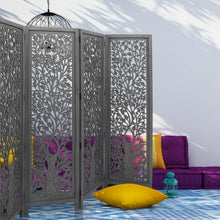 Load image into Gallery viewer, Life Dig 4 Panel Room Divider Screen Privacy Shoji Timber Wood Stand - Dark Grey
