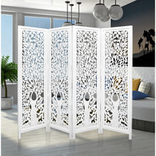 Load image into Gallery viewer, Life Dig 4 Panel Room Divider Screen Privacy Shoji Timber Wood Stand - White
