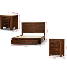 Load image into Gallery viewer, Comfortis 4pc Queen Bed Frame Suite Bedside Tallboy Furniture Package - Walnut
