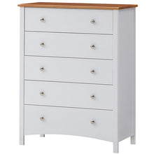 Load image into Gallery viewer, Lobelia Tallboy 5 Chest of Drawers Solid Rubber Wood Bed Storage Cabinet - White
