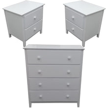 Load image into Gallery viewer, Wisteria Bedside Tallboy 3pc Bedroom Set Drawers Nightstand Storage Cabinet -WHT
