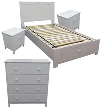 Load image into Gallery viewer, Wisteria 4pc King Single Bed Suite Bedside Tallboy Bedroom Furniture Package Set

