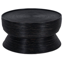 Load image into Gallery viewer, Clover Rattan Round Coffee Table 80cm with Glass Top - Distressed Black
