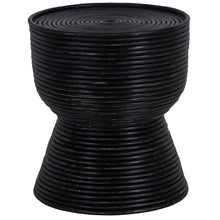 Load image into Gallery viewer, Clover Rattan Round Side End Table 46cm with Glass Top - Distressed Black
