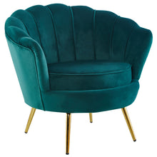 Load image into Gallery viewer, Bloomer Velvet Fabric Accent Love Chair Round Ottoman Set - Green
