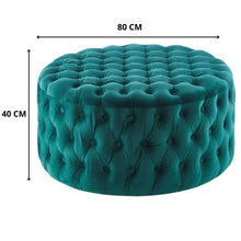 Load image into Gallery viewer, Bloomer Velvet Fabric Accent Love Chair Round Ottoman Set - Green
