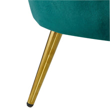 Load image into Gallery viewer, Bloomer Velvet Fabric Accent Love Chair Round Ottoman Set - Green
