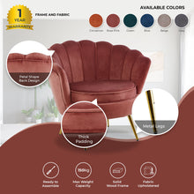 Load image into Gallery viewer, Bloomer Velvet Fabric Accent Love Chair Round Ottoman Set - Rose Pink
