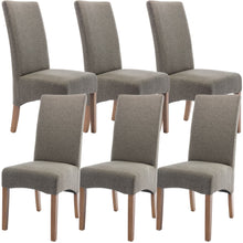 Load image into Gallery viewer, Aksa Fabric Upholstered Dining Chair Set of 6 Solid Pine Wood Furniture - Grey
