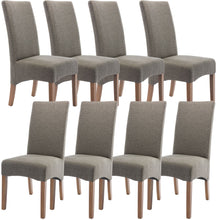 Load image into Gallery viewer, Aksa Fabric Upholstered Dining Chair Set of 8 Solid Pine Wood Furniture - Grey

