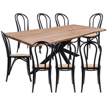 Load image into Gallery viewer, Lantana 9pc 240cm Dining Table 8 Black Arched Back Chair Set Live Edge Acacia

