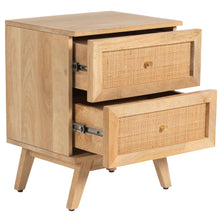 Load image into Gallery viewer, Olearia  Bedside Table 2 Drawer Storage Cabinet Solid Mango Wood Rattan Natural
