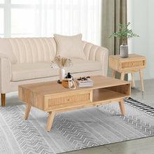 Load image into Gallery viewer, Olearia  Bedside Table 1 Drawer Storage Cabinet Solid Mango Wood Rattan Natural
