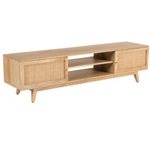 Load image into Gallery viewer, Olearia  ETU Entertainment TV Unit 175cm Solid Mango Wood Rattan 2 Door Natural
