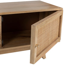 Load image into Gallery viewer, Olearia  ETU Entertainment TV Unit 175cm Solid Mango Wood Rattan 2 Door Natural
