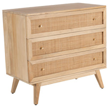 Load image into Gallery viewer, Olearia  Storage Cabinet Buffet Chest of 3 Drawer Mango Wood Rattan Natural
