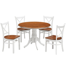 Load image into Gallery viewer, Lupin 5pc Dining Set 106cm Round Pedestral Table 4 Rubber Wood Chair - White Oak

