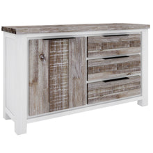 Load image into Gallery viewer, Plumeria Buffet Table 145cm 1 Door 3 Drawer Solid Acacia Timber - White Brush

