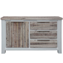 Load image into Gallery viewer, Plumeria Buffet Table 145cm 1 Door 3 Drawer Solid Acacia Timber - White Brush
