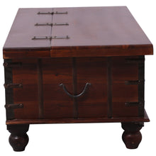 Load image into Gallery viewer, Konark Coffee Table Antique Handcrafted Solid Mango Wood Storage Trunk Chest Box
