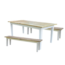 Load image into Gallery viewer, Lavasa 3pc Dining Set Table 170cm 2 Bench Seat Chair Solid Mango Wood Farmhouse
