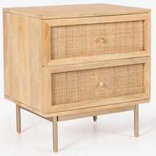 Load image into Gallery viewer, Martina Bedside Table 2 Drawer Storage Cabinet Solid Mango Wood Rattan

