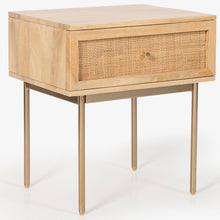 Load image into Gallery viewer, Martina Bedside Table 1 Drawer Storage Cabinet Solid Mango Wood Rattan
