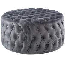 Load image into Gallery viewer, Cosmos Tufted Velvet Fabric Round Ottoman Footstools - Grey
