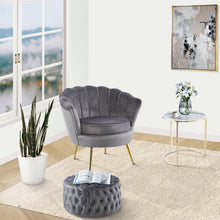 Load image into Gallery viewer, Cosmos Tufted Velvet Fabric Round Ottoman Footstools - Grey
