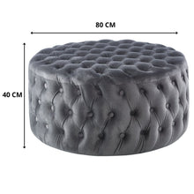 Load image into Gallery viewer, Cosmos Tufted Velvet Fabric Round Ottoman Footstools - Grey
