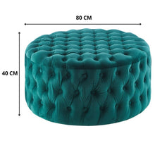 Load image into Gallery viewer, Cosmos Tufted Velvet Fabric Round Ottoman Footstools - Green
