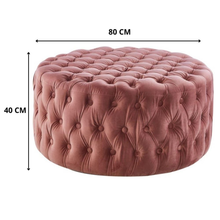 Load image into Gallery viewer, Pink Rose Tufted Velvet Fabric Round Ottoman Footstool
