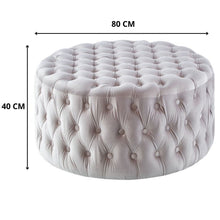 Load image into Gallery viewer, Cosmos Tufted Velvet Fabric Round Ottoman Footstools - Beige
