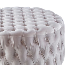 Load image into Gallery viewer, Cosmos Tufted Velvet Fabric Round Ottoman Footstools - Beige
