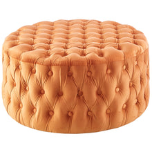 Load image into Gallery viewer, Cosmos Tufted Velvet Fabric Round Ottoman Footstools - Cinnamon
