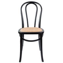 Load image into Gallery viewer, Azalea Arched Back Dining Chair 4 Set Solid Elm Timber Wood Rattan Seat - Black
